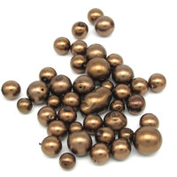 Faux Pearl Mix, Coated Czech Glass Beads, Opaque Dark Brown Rounds and Rondelles