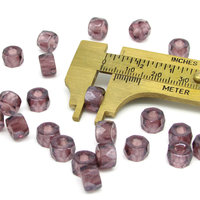 6x8.5mm Faceted Roller Beads, Translucent Amethyst Czech Fire Polished Rounds (29)