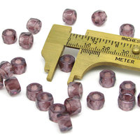 6x8.5mm Faceted Roller Beads, Translucent Amethyst Czech Fire Polished Rounds (29)