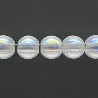 12mm Round Beads, Crystal AB Large Hole Czech Glass Rondelles