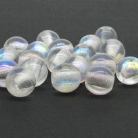 12mm Round Beads, Crystal AB Large Hole Czech Glass Rondelles