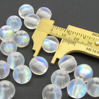 12mm Round Beads, Crystal AB Large Hole Czech Glass Rondelles