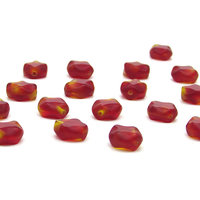 9x8mm Oval Diamond Window Beads, 2-Tone Ruby and Jonquil Czech Glass