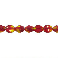 9x8mm Oval Diamond Window Beads, 2-Tone Ruby and Jonquil Czech Glass