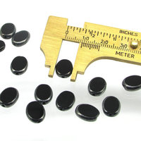 11.5x9mm Flat Oval Window Beads, Opaque Jet and Hematite Czech Glass 