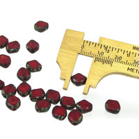 8.5mm Diamond Window Beads, Oxblood Red Picasso
