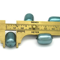 20x14mm Teal Plastic Pearl Barrels, Vintage Coated Opaque Lustre Beads (11)