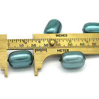 20x14mm Teal Plastic Pearl Barrels, Vintage Coated Opaque Lustre Beads (11)