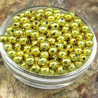 Vintage 6mm Round Metallic Gold Plated Plastic Beads