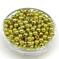 Vintage 6mm Round Metallic Gold Plated Plastic Beads