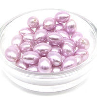 12x8.5mm Rice Beads, Vintage Light Purple Tapered Oval Plastic Faux Pearls (36)