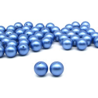 12mm Smooth Rounds, Opaque Blue Lustre Vintage Pearlized Plastic Beads (25)