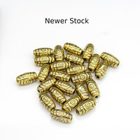 Oval Flower Beads, Antique Gold 11mm Barrels, Plated Plastic Spacers