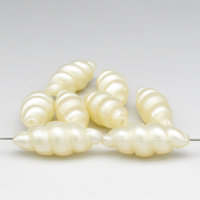 32x13mm Tapered Oval Seashell Beads, Vintage Cream Plastic Pearl Twisted Barrels