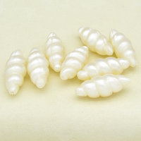 32x13mm Tapered Oval Seashell Beads, Vintage Cream Plastic Pearl Twisted Barrels