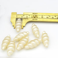 32x13mm Tapered Oval Seashell Beads, Vintage Cream Plastic Pearl Twisted Barrels