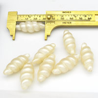 32x13mm Tapered Oval Seashell Beads, Vintage Cream Plastic Pearl Twisted Barrels