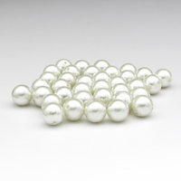 10mm Round White Lustre Beads, Vintage 1970's Plastic Pearls (36)