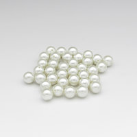 10mm Round White Lustre Beads, Vintage 1970's Plastic Pearls (36)