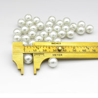 10mm Round White Lustre Beads, Vintage 1970's Plastic Pearls (36)