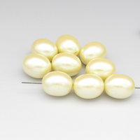 21.5x17mm Oval Barrels, Large Plastic Faux Pearls, Vintage Opaque Cream Beads (9)