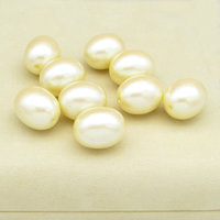 21.5x17mm Oval Barrels, Large Plastic Faux Pearls, Vintage Opaque Cream Beads (9)