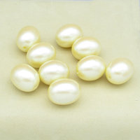 21.5x17mm Oval Barrels, Large Plastic Faux Pearls, Vintage Opaque Cream Beads (9)