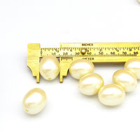 21.5x17mm Oval Barrels, Large Plastic Faux Pearls, Vintage Opaque Cream Beads (9)