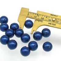 12mm Smooth Rounds, Opaque Blue Lustre Vintage Pearlized Plastic Beads (25)