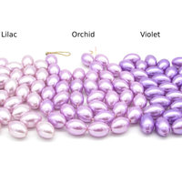 12x8.5mm Rice Beads, Vintage Light Purple Tapered Oval Plastic Faux Pearls (36)