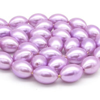 12x8.5mm Rice Beads, Vintage Light Purple Tapered Oval Plastic Faux Pearls (36)
