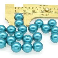 10mm Plastic Pearls, Vintage Teal Lustre Beads (40)