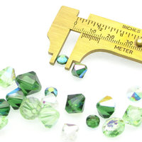 Vintage Crystal Bead Mix, 6mm 8mm Iridescent Machine Cut Bicones and Nailheads