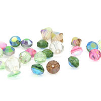 Vintage Crystal Bead Mix, 6mm 8mm Iridescent Machine Cut Bicones and Nailheads