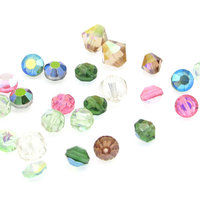 Vintage Crystal Bead Mix, 6mm 8mm Iridescent Machine Cut Bicones and Nailheads