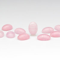 14x10mm Oval Cabochons, Vintage Light Pink Striped Glass Stones (10)