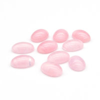 14x10mm Oval Cabochons, Vintage Light Pink Striped Glass Stones (10)