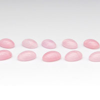 14x10mm Oval Cabochons, Vintage Light Pink Striped Glass Stones (10)