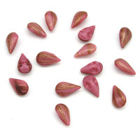 13x7.8mm Teardrop Point Backs, Vintage Opaque Rose and Goldstone Glass Gems