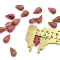 13x7.8mm Teardrop Point Backs, Vintage Opaque Rose and Goldstone Glass Gems