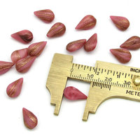 13x7.8mm Teardrop Point Backs, Vintage Opaque Rose and Goldstone Glass Gems