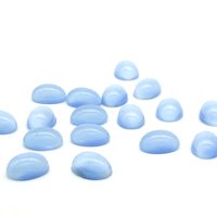 Vintage 14x10.5mm Oval Cabochons, Opaque Light Blue Moonglow