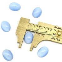 Vintage 14x10.5mm Oval Cabochons, Opaque Light Blue Moonglow