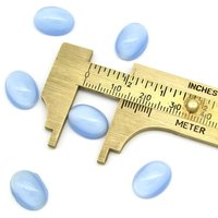 Vintage 14x10.5mm Oval Cabochons, Opaque Light Blue Moonglow