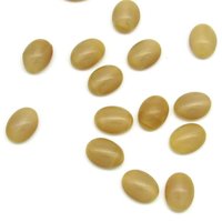 Vintage 14x10.5mm Oval Glass Stones, Opaque Beige Moonglow