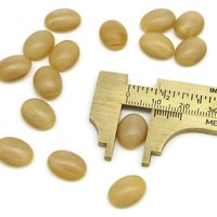 Vintage 14x10.5mm Oval Glass Stones, Opaque Beige Moonglow