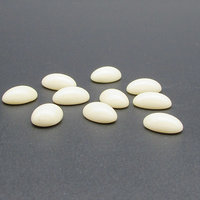 Vintage 14x10mm Oval Cabochons, Opaque Cream Glass Flat Back Stones