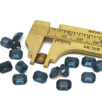 8x6mm Octagon Point Back Stones, Montana Blue Tin Table Cut Glass Rhinestones (16)