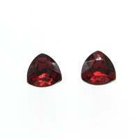 Vintage 12mm Triangular Rhinestones, Foiled Garnet Faceted Point Back Shield Dentelles (2)