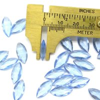 15x7mm Rhinestone Navettes, Vintage Light Sapphire Unfoiled Point Back Gems